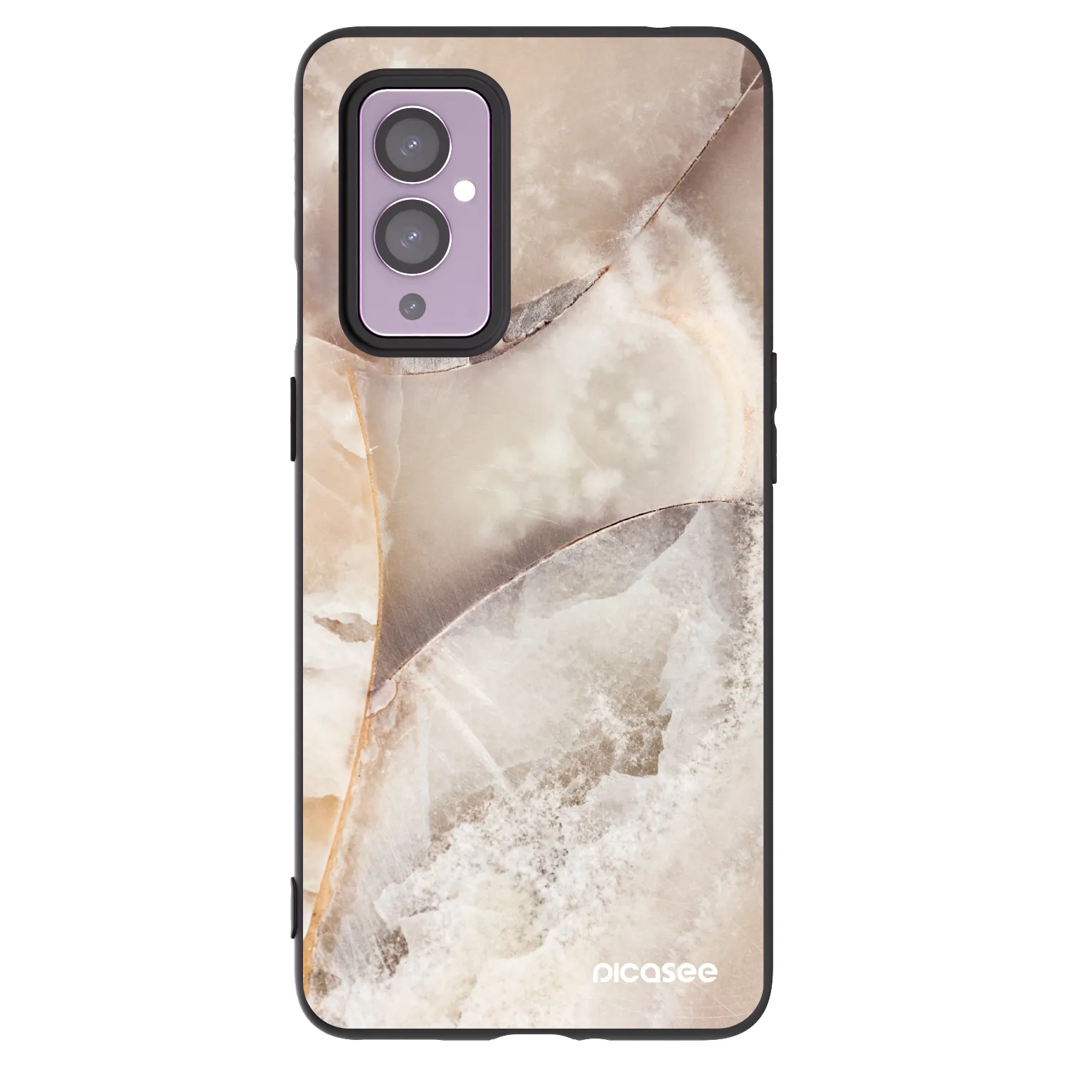 Picasee silikonski črni ovitek za OnePlus 9 - Cream marble