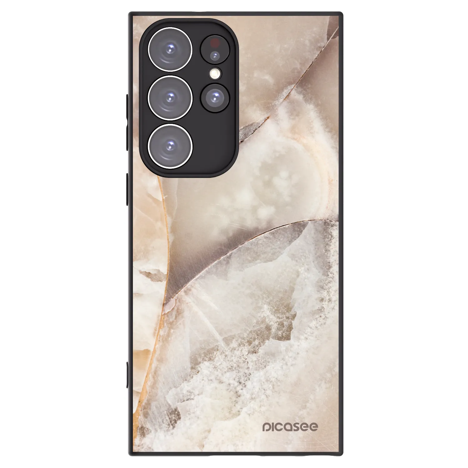 Picasee silikonski črni ovitek za Samsung Galaxy S23 Ultra 5G - Cream marble