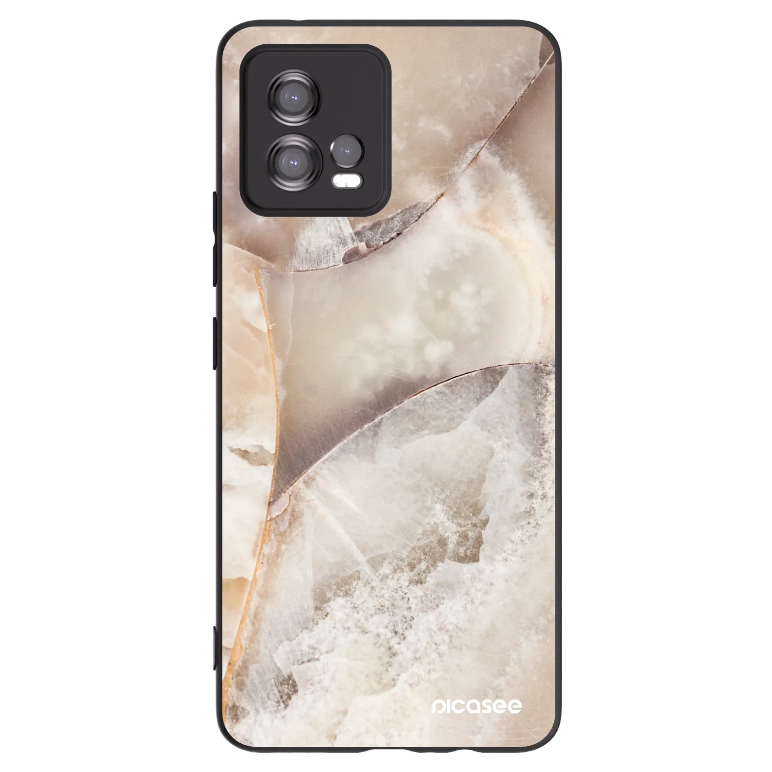 Picasee silikonski črni ovitek za Motorola Moto G72 - Cream marble