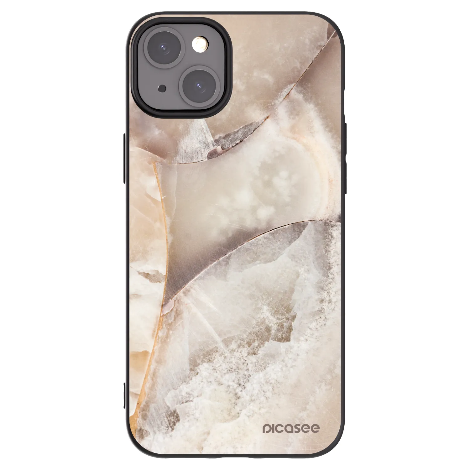 Picasee silikonski črni ovitek za Apple iPhone 15 Plus - Cream marble