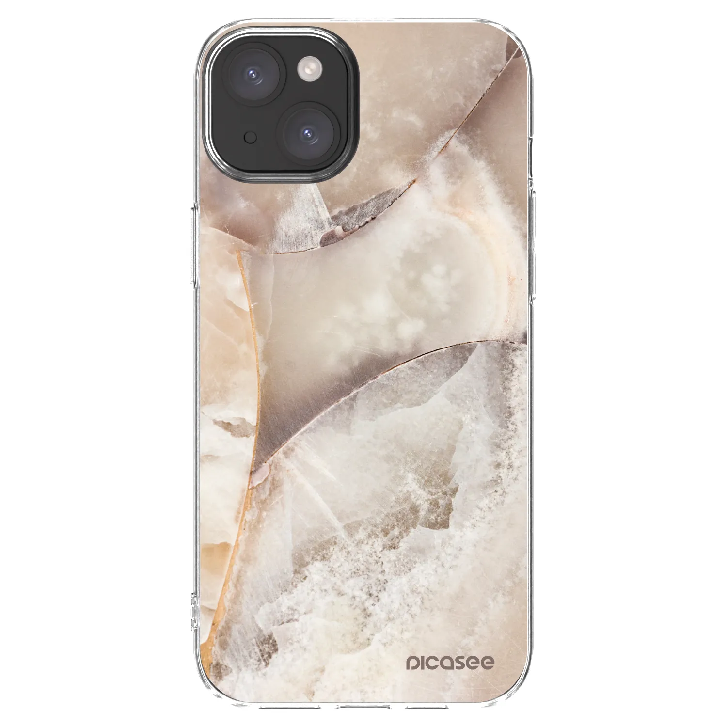 Picasee silikonski prozorni ovitek za Apple iPhone 15 Plus - Cream marble