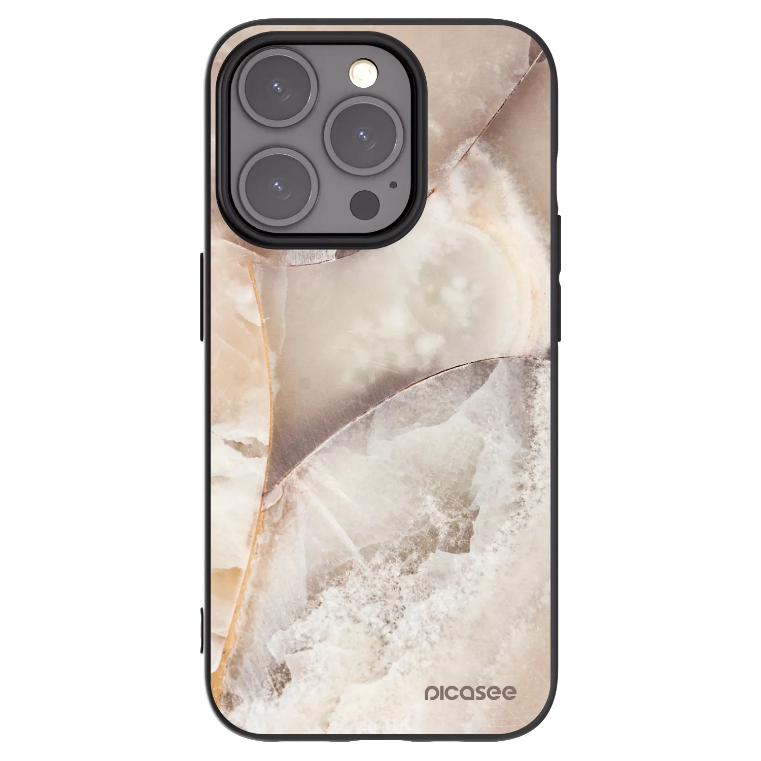 Picasee silikonski črni ovitek za Apple iPhone 15 Pro - Cream marble