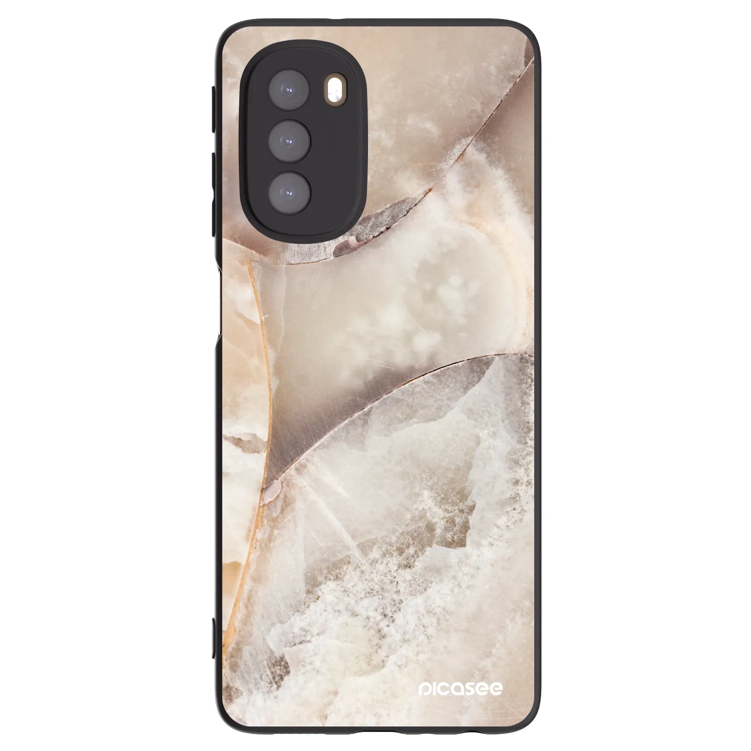 Picasee silikonski črni ovitek za Motorola Moto G51 - Cream marble