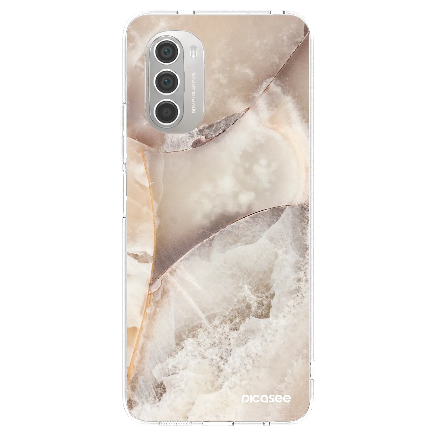 Picasee silikonski prozorni ovitek za Motorola Moto G51 - Cream marble