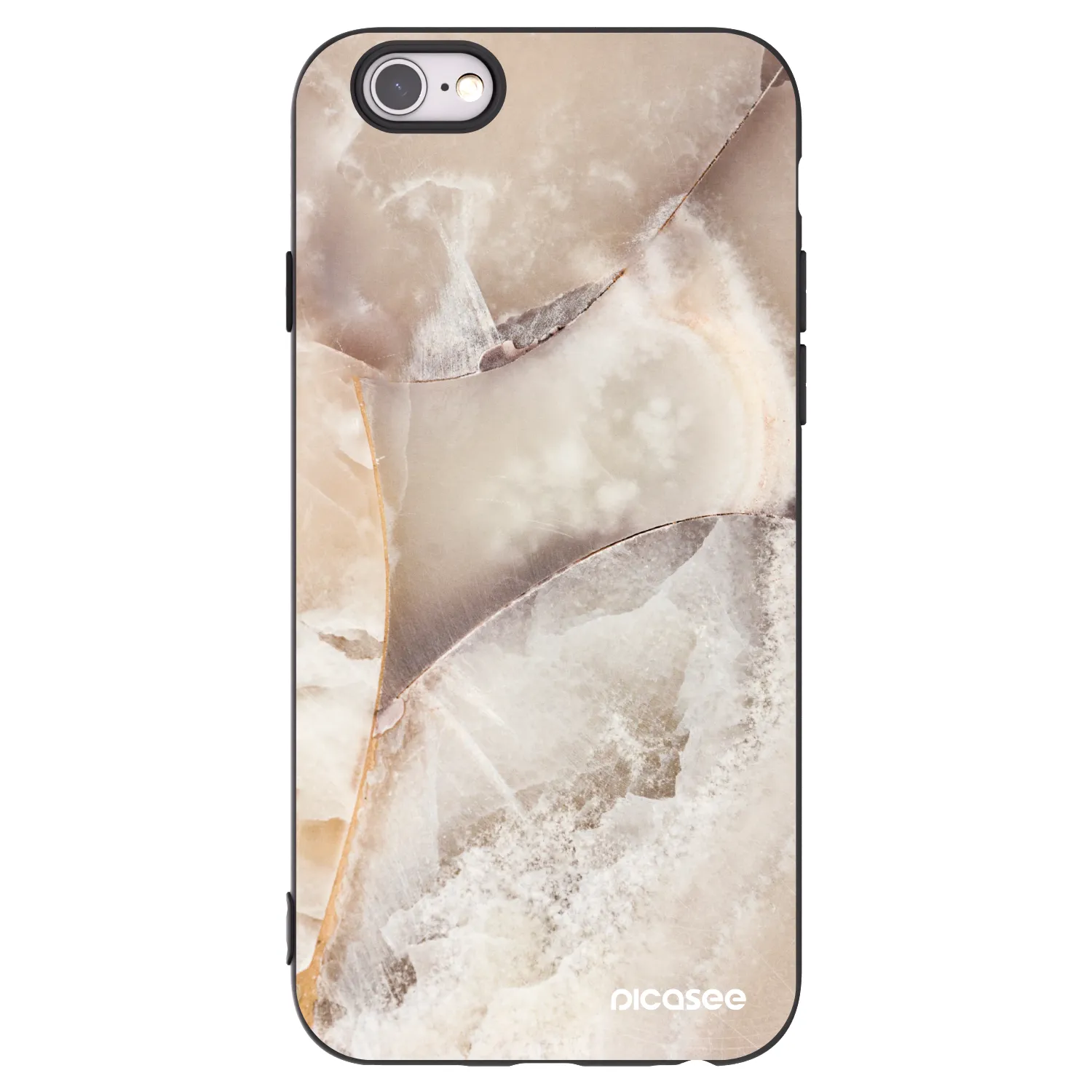 Picasee silikonski črni ovitek za Apple iPhone 6/6S - Cream marble
