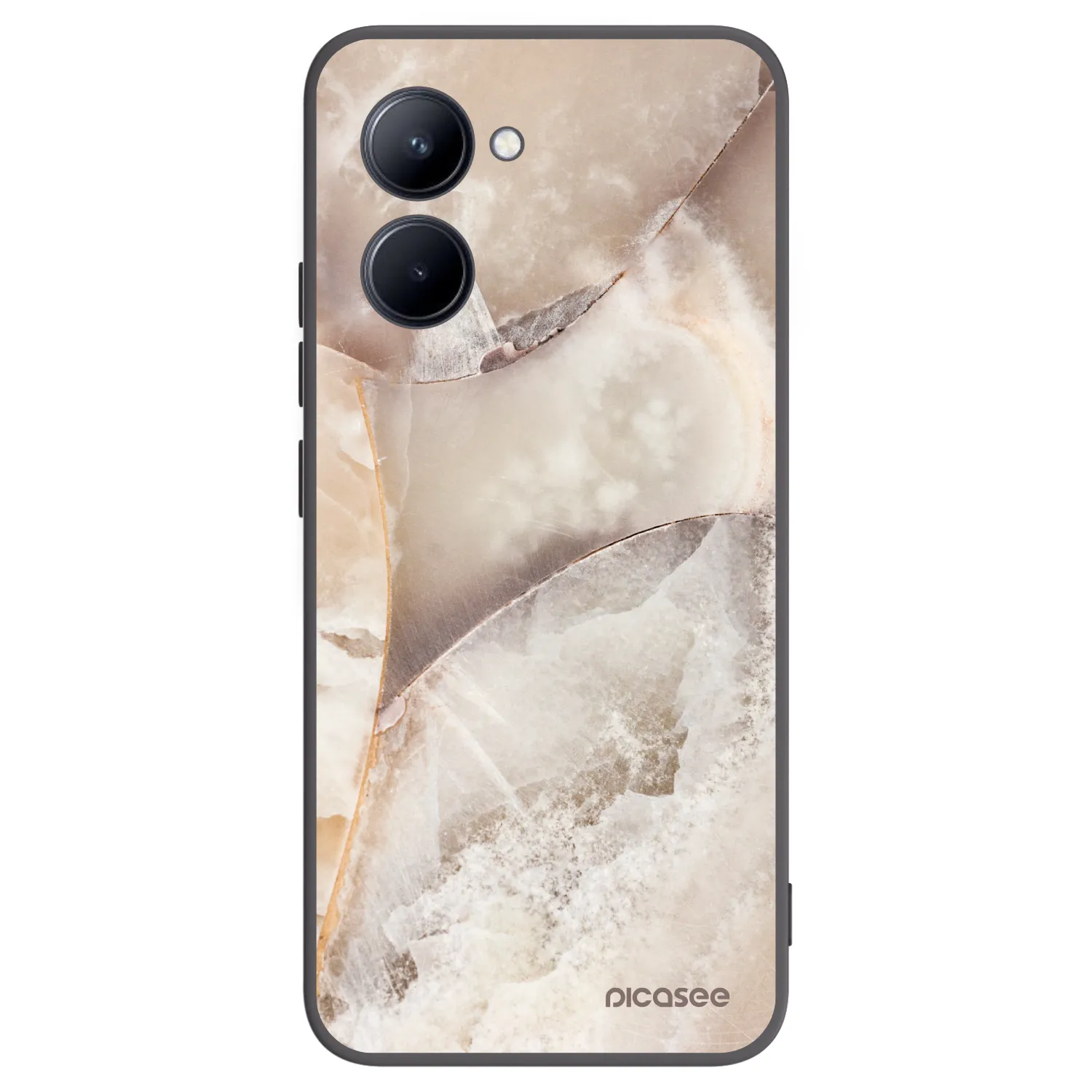 Picasee silikonski črni ovitek za Realme C33 (2023) - Cream marble