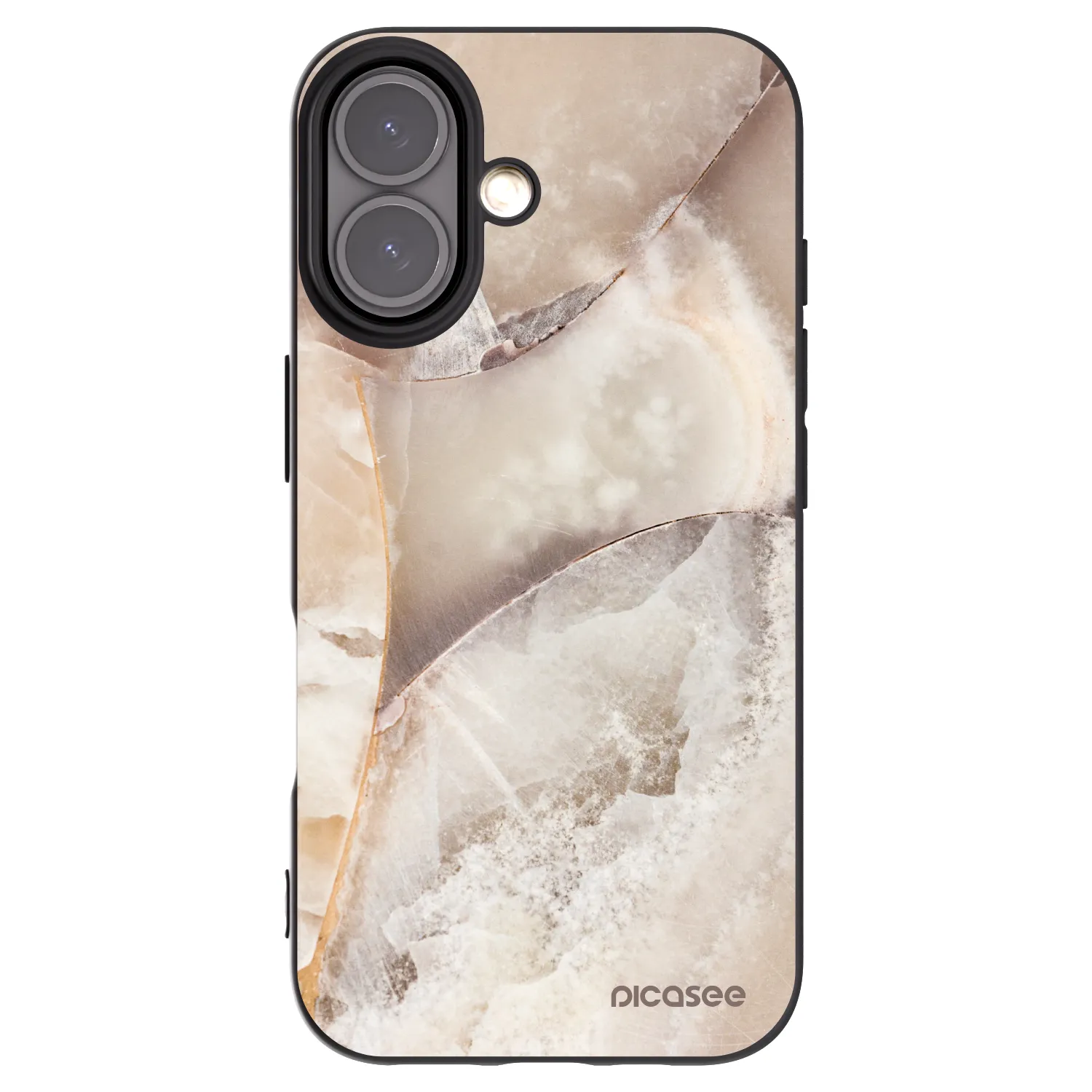 Picasee silikonski črni ovitek za Apple iPhone 16 - Cream marble