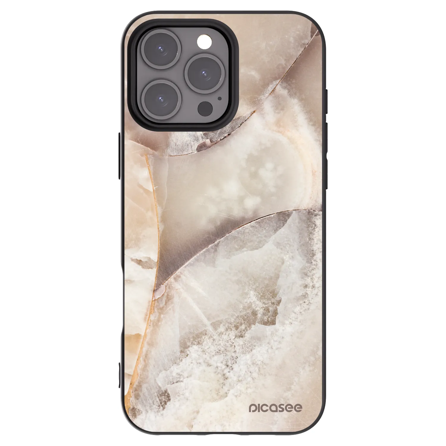 Picasee silikonski črni ovitek za Apple iPhone 16 Pro Max - Cream marble