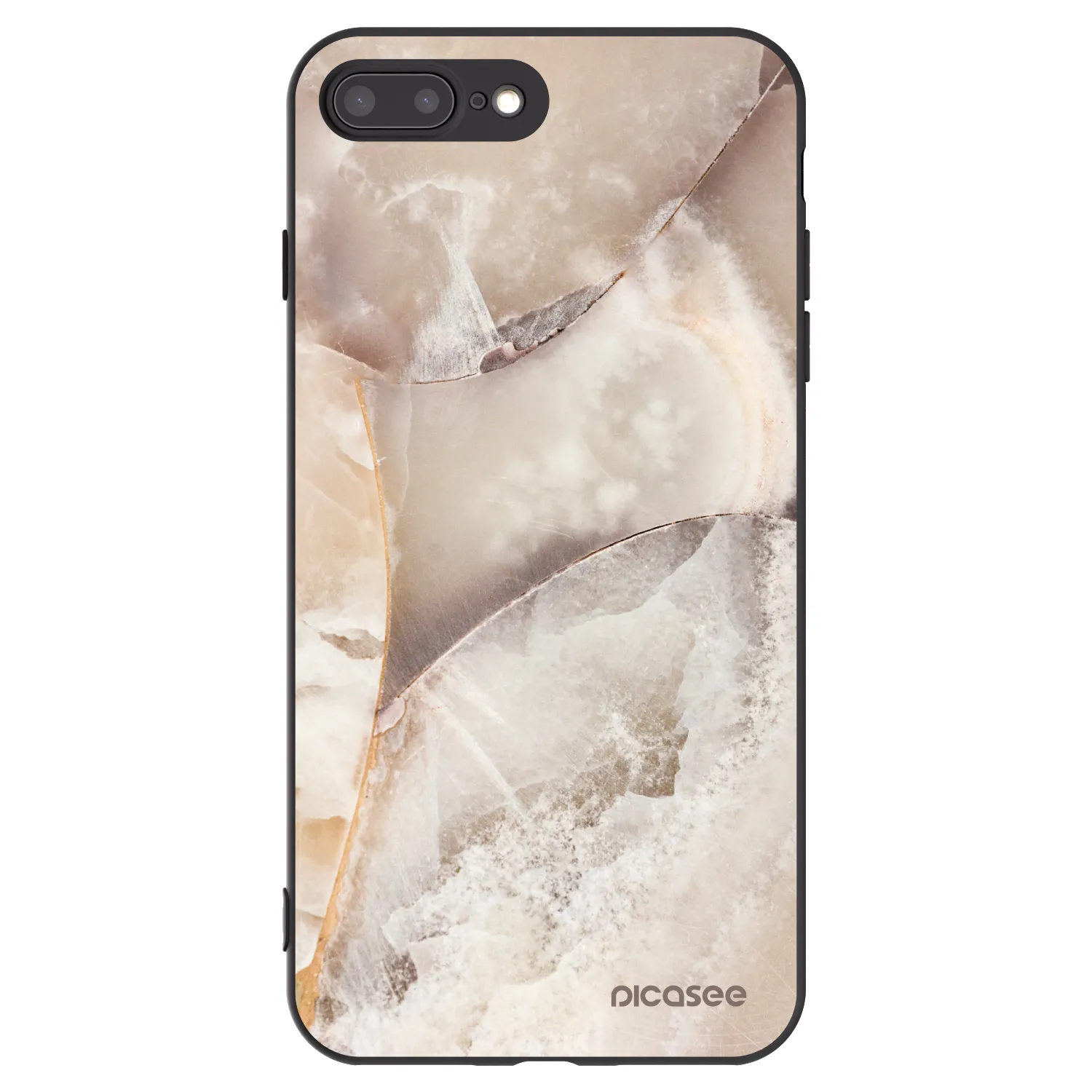 Picasee silikonski črni ovitek za Apple iPhone 8 Plus - Cream marble