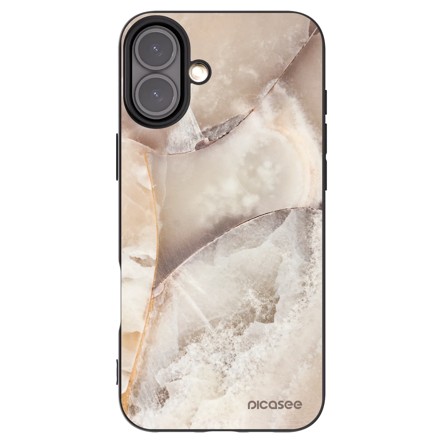 Picasee silikonski črni ovitek za Apple iPhone 16 Plus - Cream marble