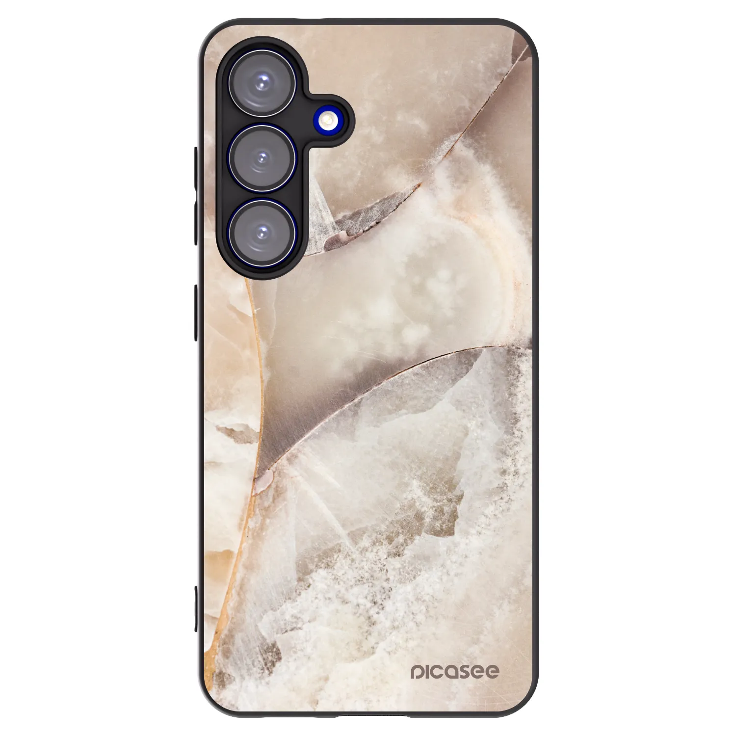 Picasee silikonski črni ovitek za Samsung Galaxy S25 5G - Cream marble