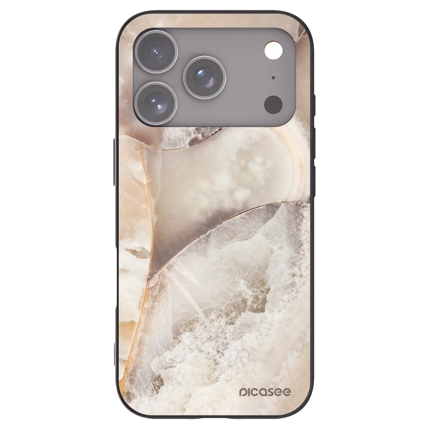 Picasee silikonski črni ovitek za Apple iPhone 17 Pro - Cream marble
