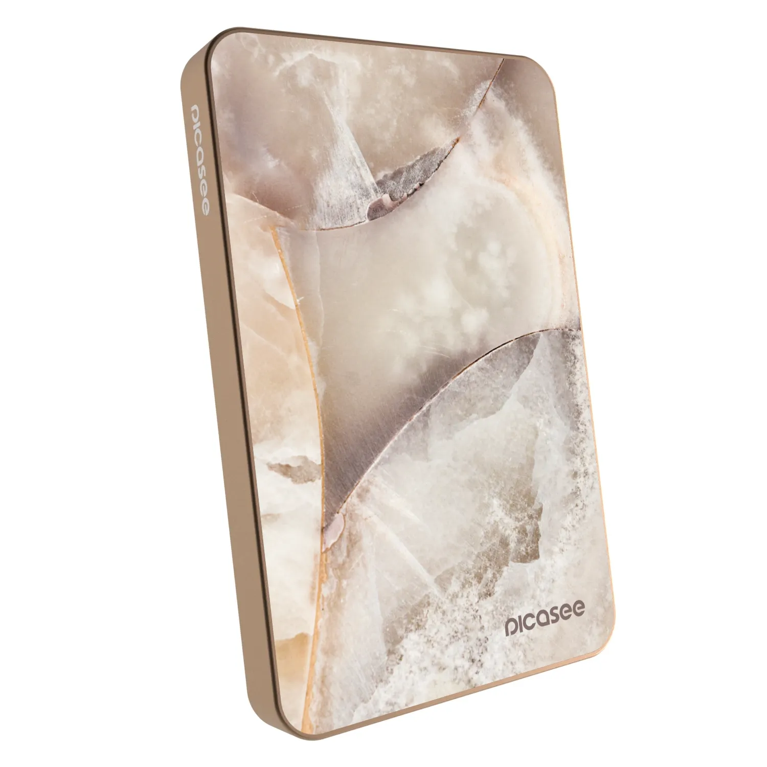 Picasee Prenosna baterija z MagSafe 5 000 mAh Zlati - Cream marble