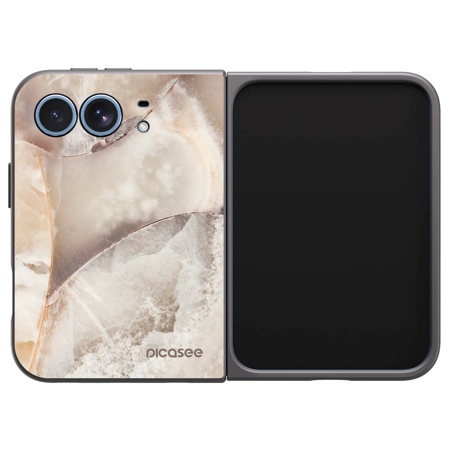 Picasee silikonski črni ovitek za Apple iPhone Duo - Cream marble