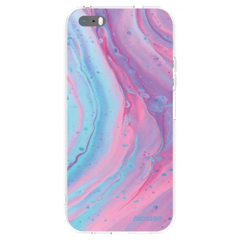 Picasee silikonski prozorni ovitek za Apple iPhone 5/5S/SE - Pink liquid