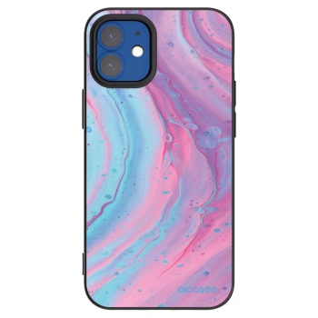 Picasee silikonski črni ovitek za Apple iPhone 12 mini - Pink liquid