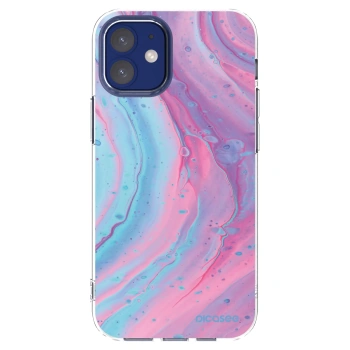 Picasee silikonski prozorni ovitek za Apple iPhone 12 mini - Pink liquid
