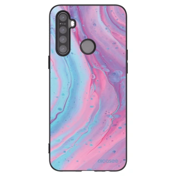 Picasee silikonski črni ovitek za Realme 5 - Pink liquid