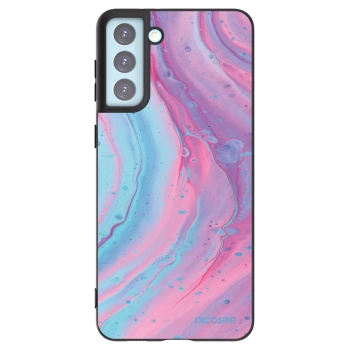 Picasee silikonski črni ovitek za Samsung Galaxy S21+ 5G G996F - Pink liquid