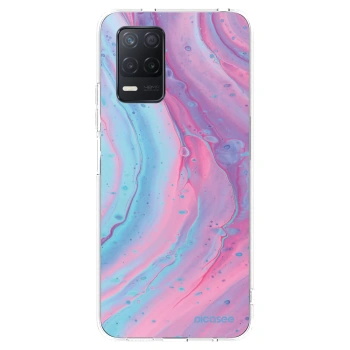 Picasee silikonski prozorni ovitek za Realme 8 5G - Pink liquid