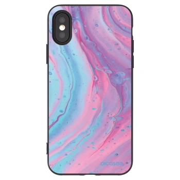 Picasee silikonski črni ovitek za Apple iPhone X/XS - Pink liquid