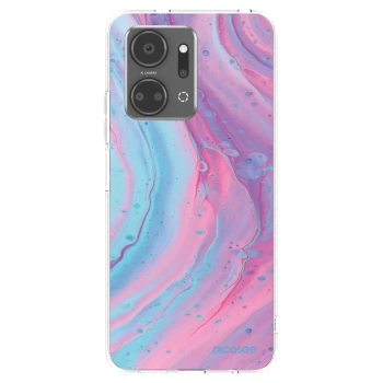 Picasee silikonski prozorni ovitek za Honor X7a - Pink liquid