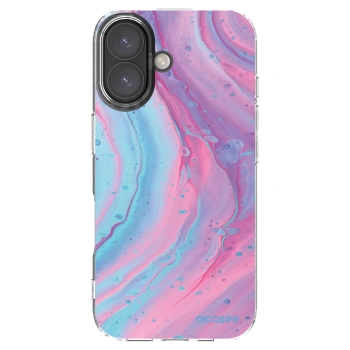 Picasee silikonski prozorni ovitek za Apple iPhone 16 - Pink liquid