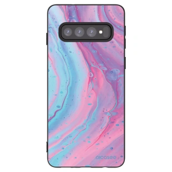 Picasee silikonski črni ovitek za Samsung Galaxy S10 G973 - Pink liquid