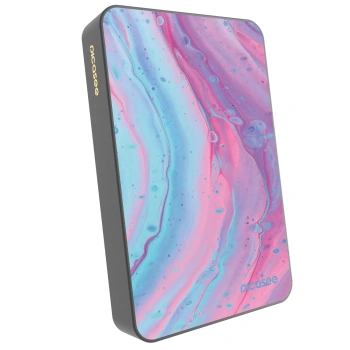 Picasee Prenosna baterija z MagSafe 10 000 mAh Siva - Pink liquid