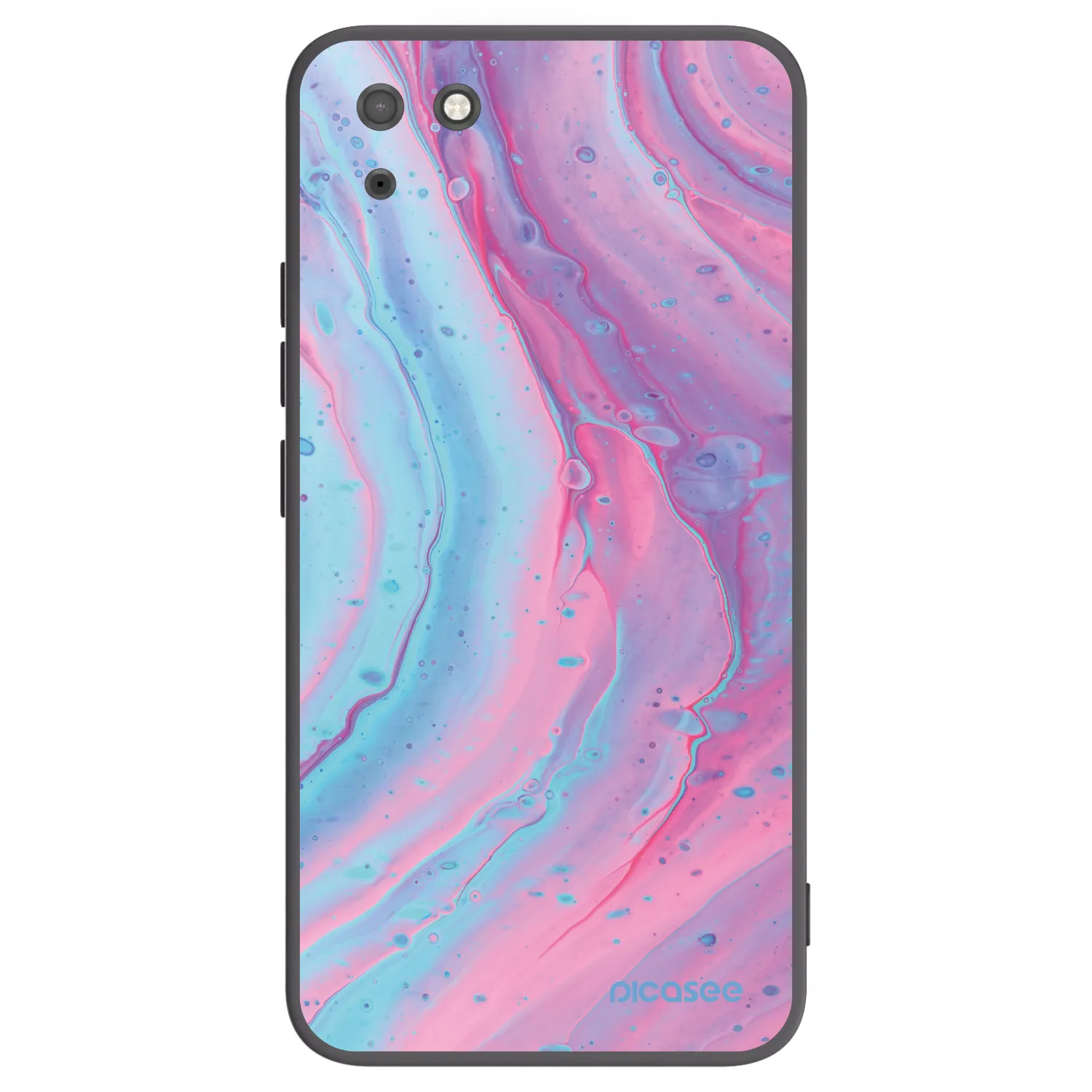 Picasee silikonski črni ovitek za Huawei Y5P - Pink liquid