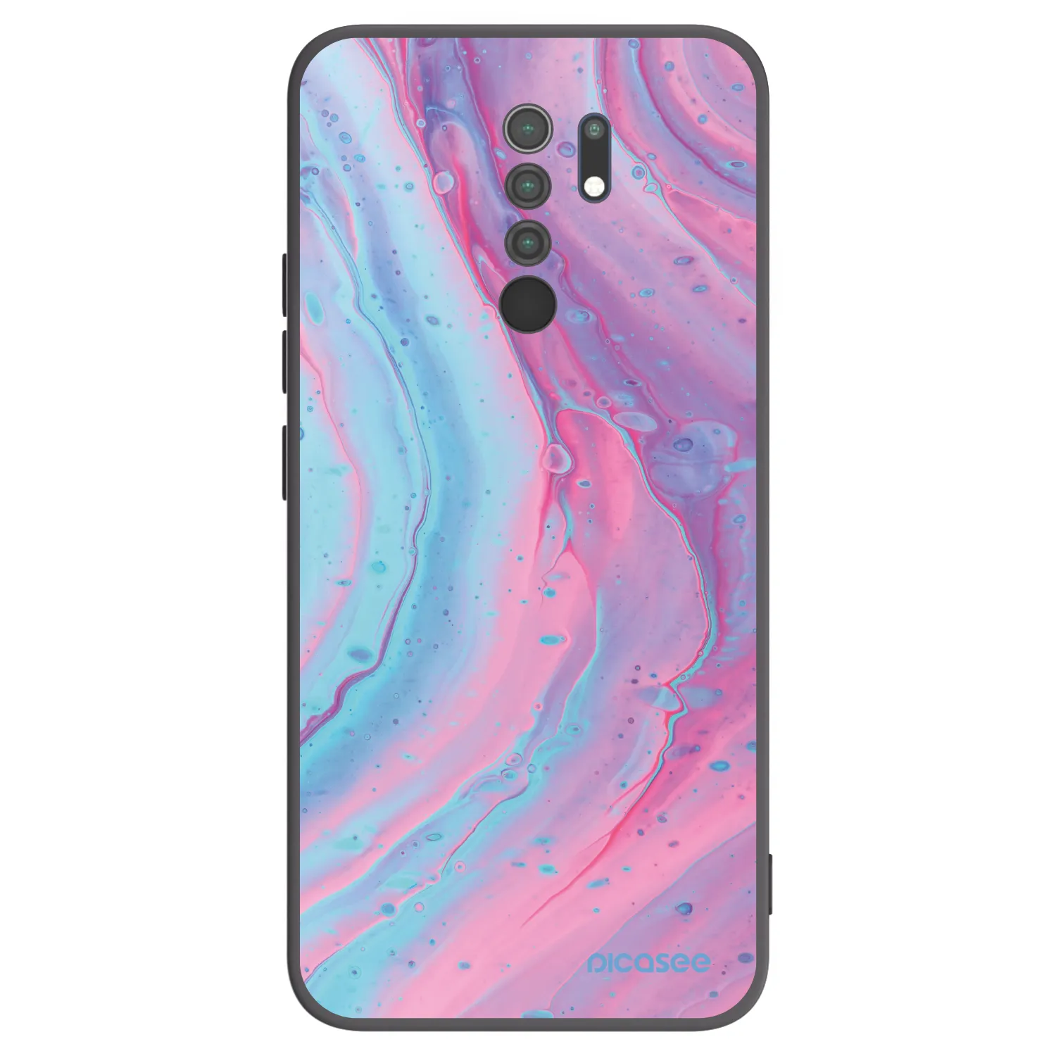 Picasee silikonski črni ovitek za Xiaomi Redmi 9 - Pink liquid