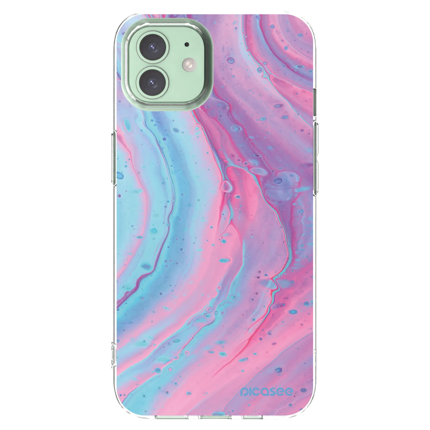 Picasee silikonski prozorni ovitek za Apple iPhone 12 - Pink liquid