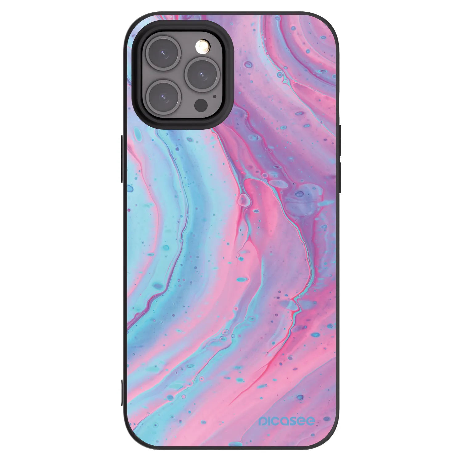 Picasee silikonski črni ovitek za Apple iPhone 12 Pro Max - Pink liquid
