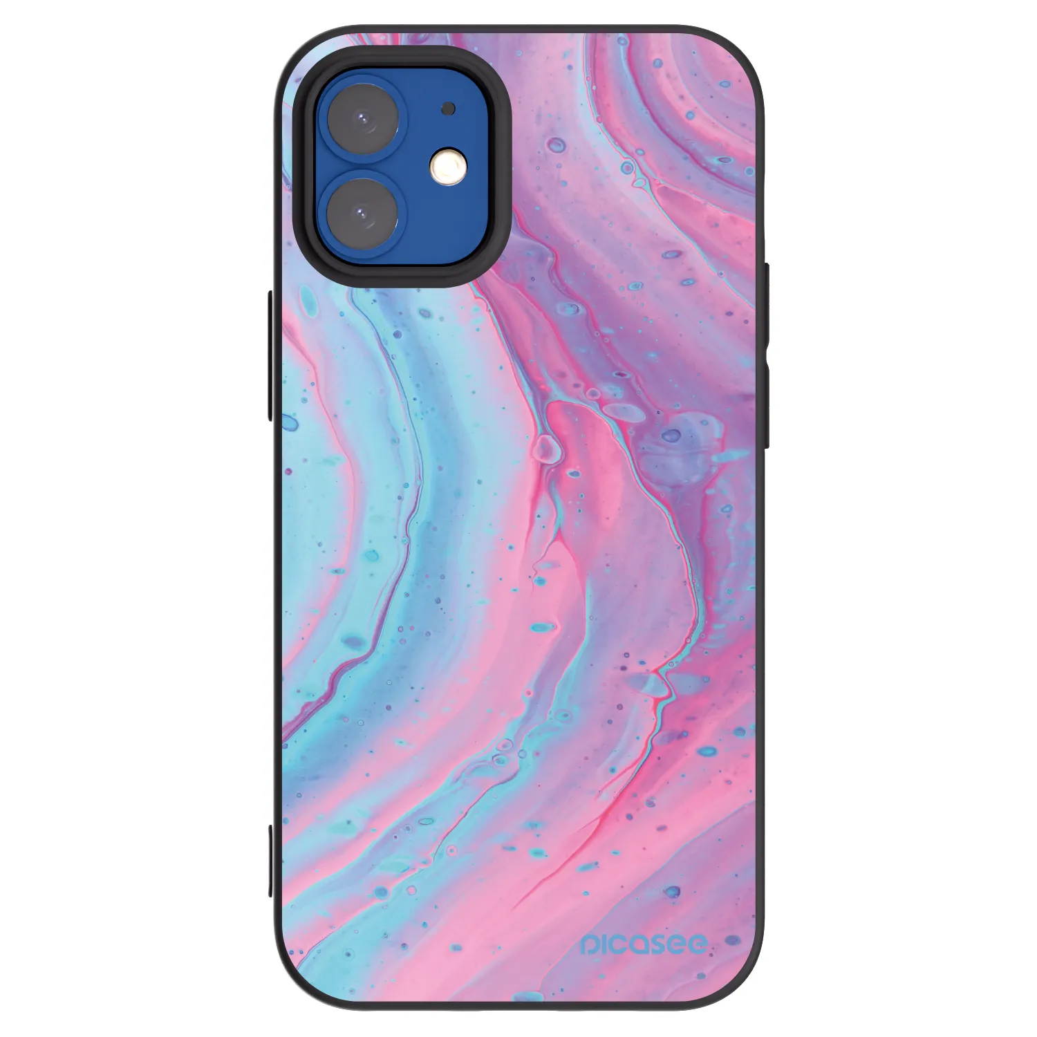 Picasee silikonski črni ovitek za Apple iPhone 12 mini - Pink liquid