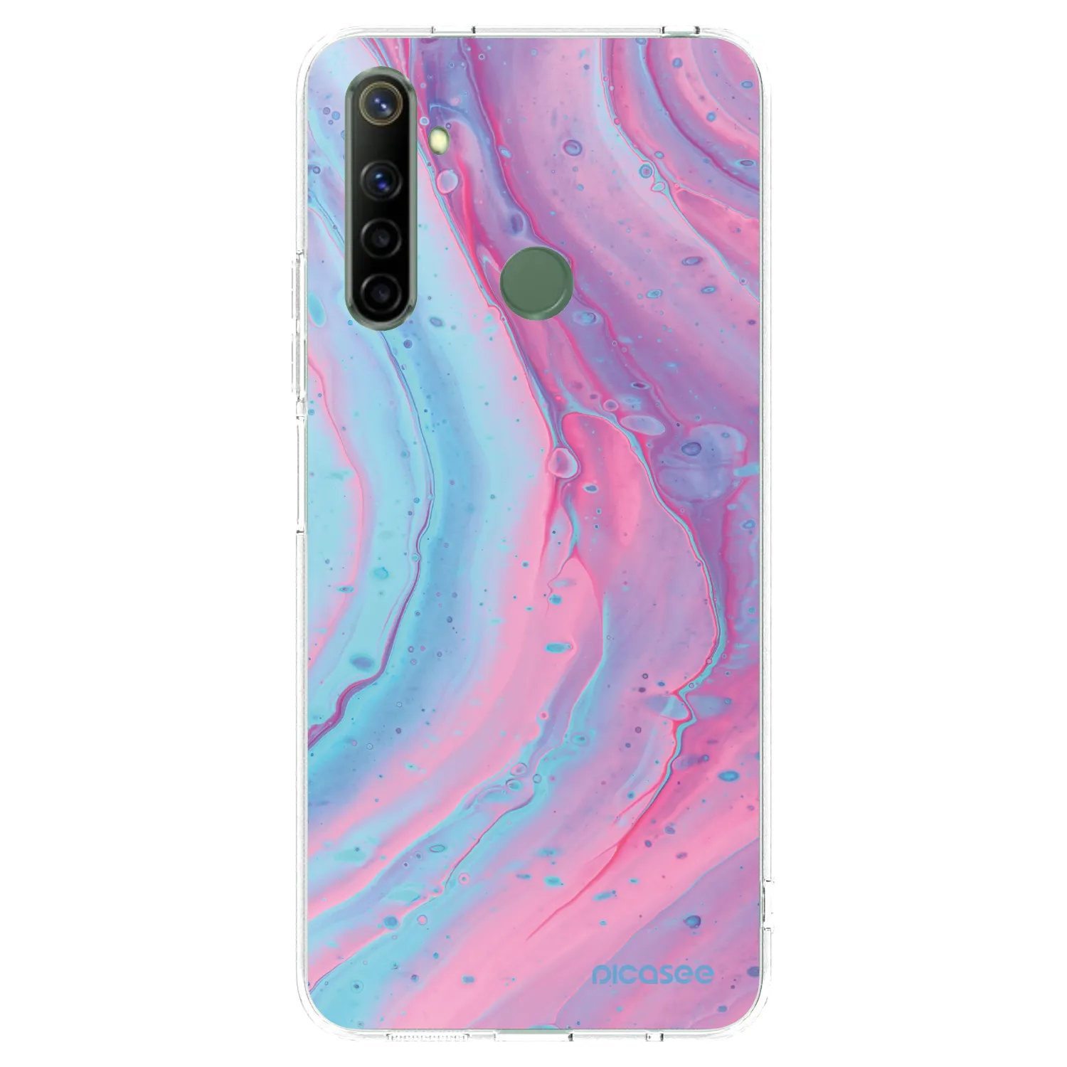 Picasee silikonski prozorni ovitek za Realme 6i - Pink liquid