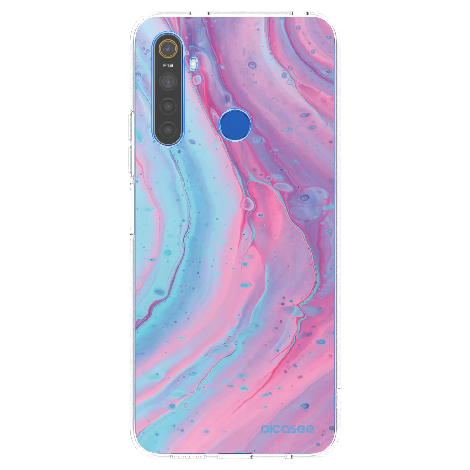 Picasee silikonski prozorni ovitek za Realme 5 - Pink liquid