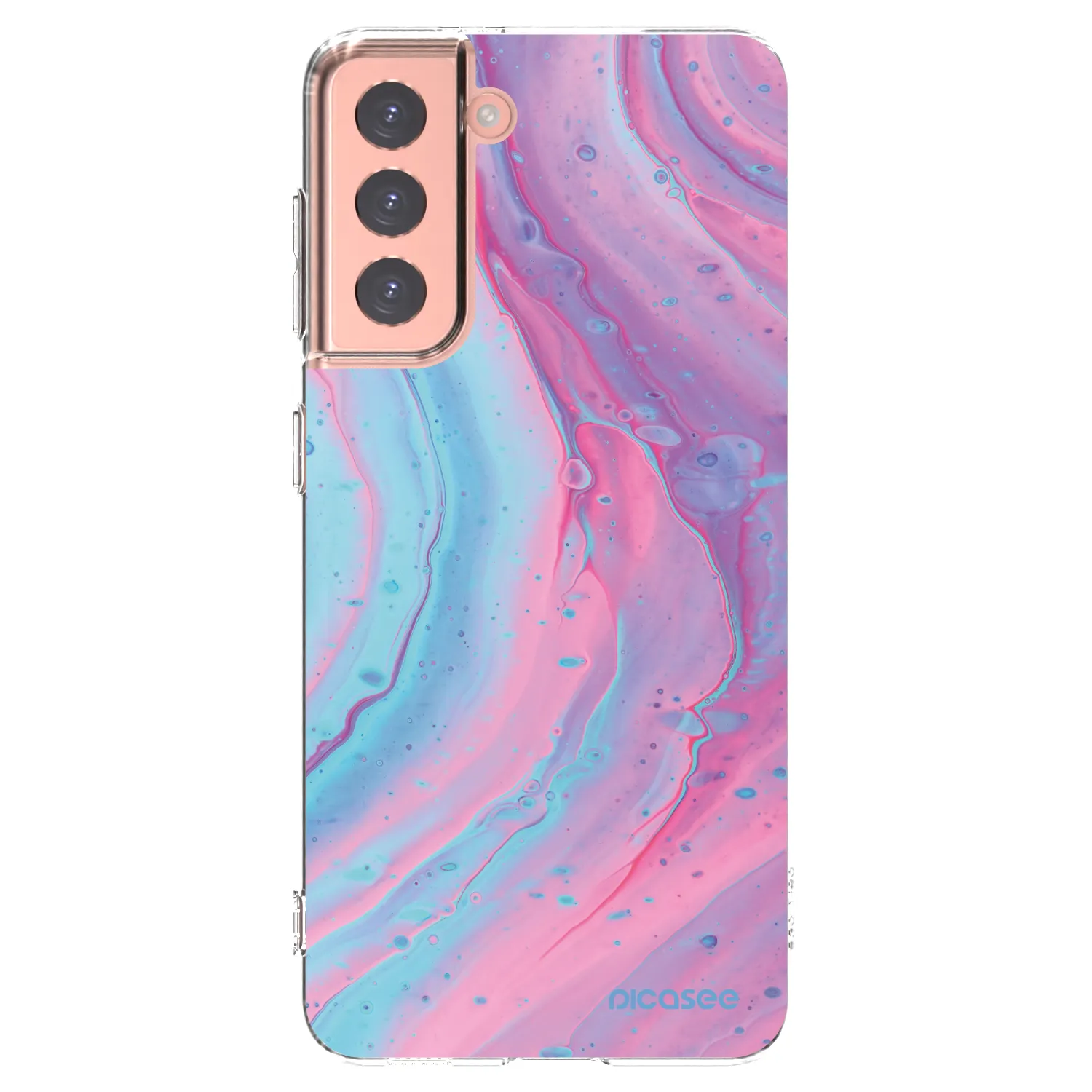 Picasee silikonski prozorni ovitek za Samsung Galaxy S21 5G G991B - Pink liquid