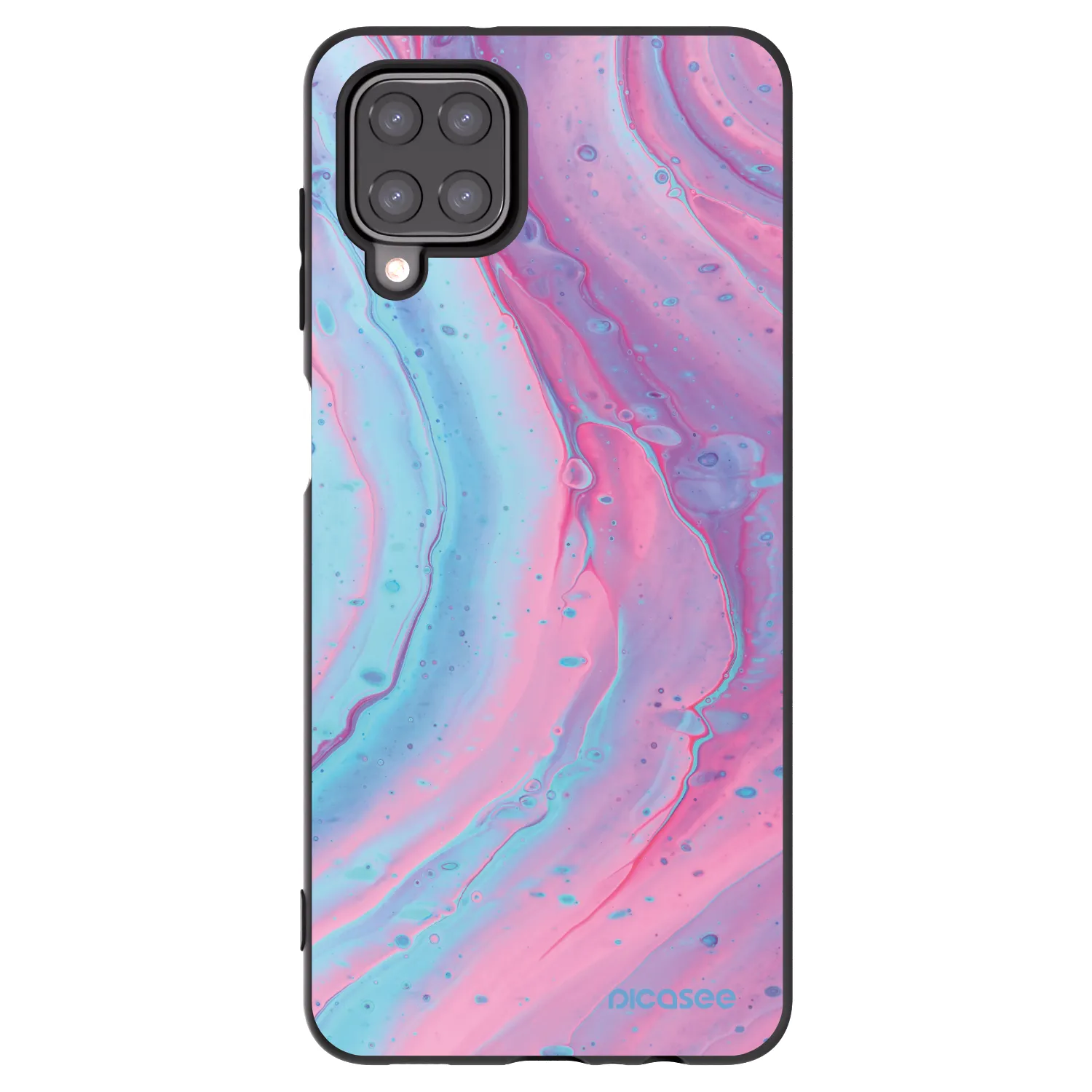 Picasee silikonski črni ovitek za Samsung Galaxy A12 A125F - Pink liquid