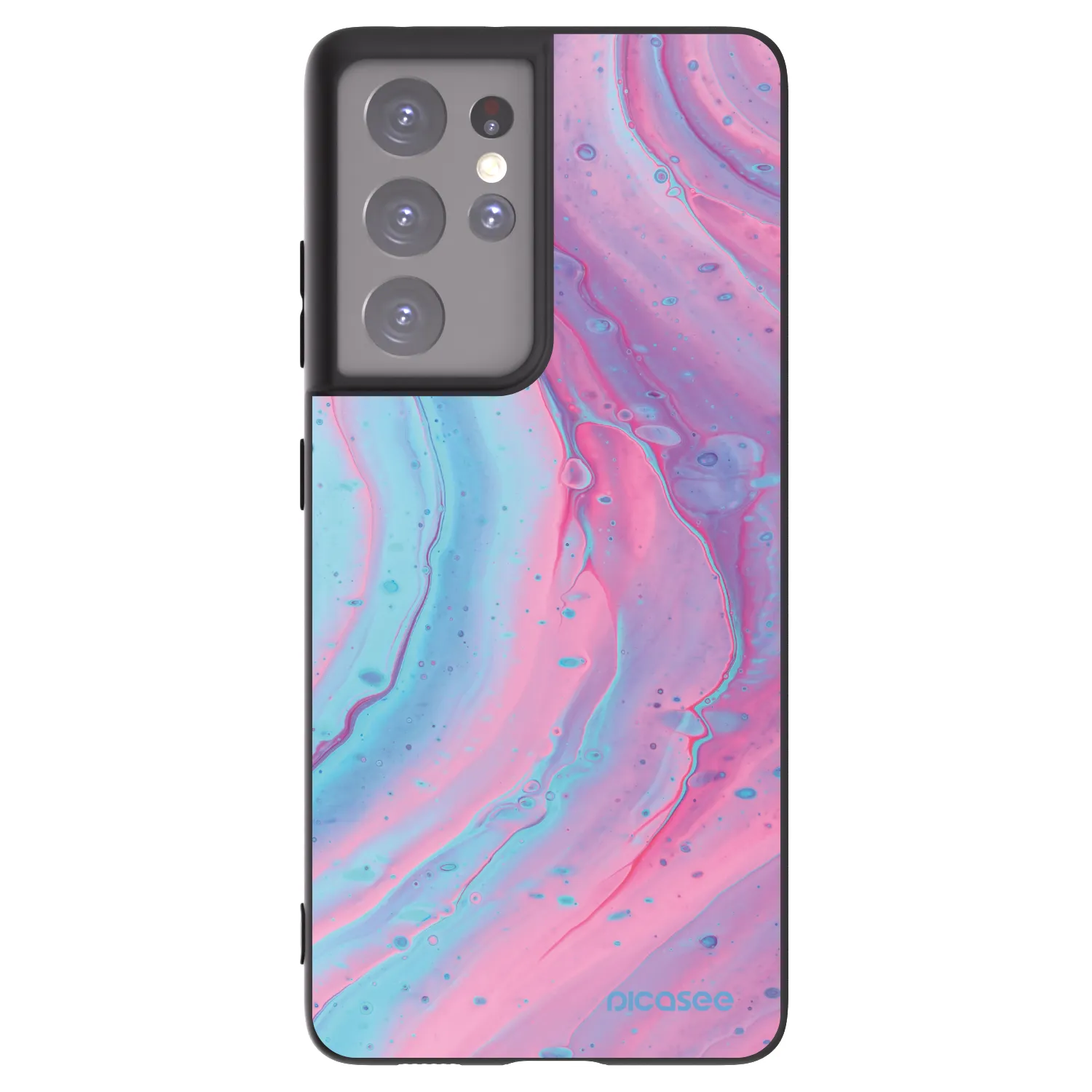 Picasee silikonski črni ovitek za Samsung Galaxy S21 Ultra 5G G998B - Pink liquid