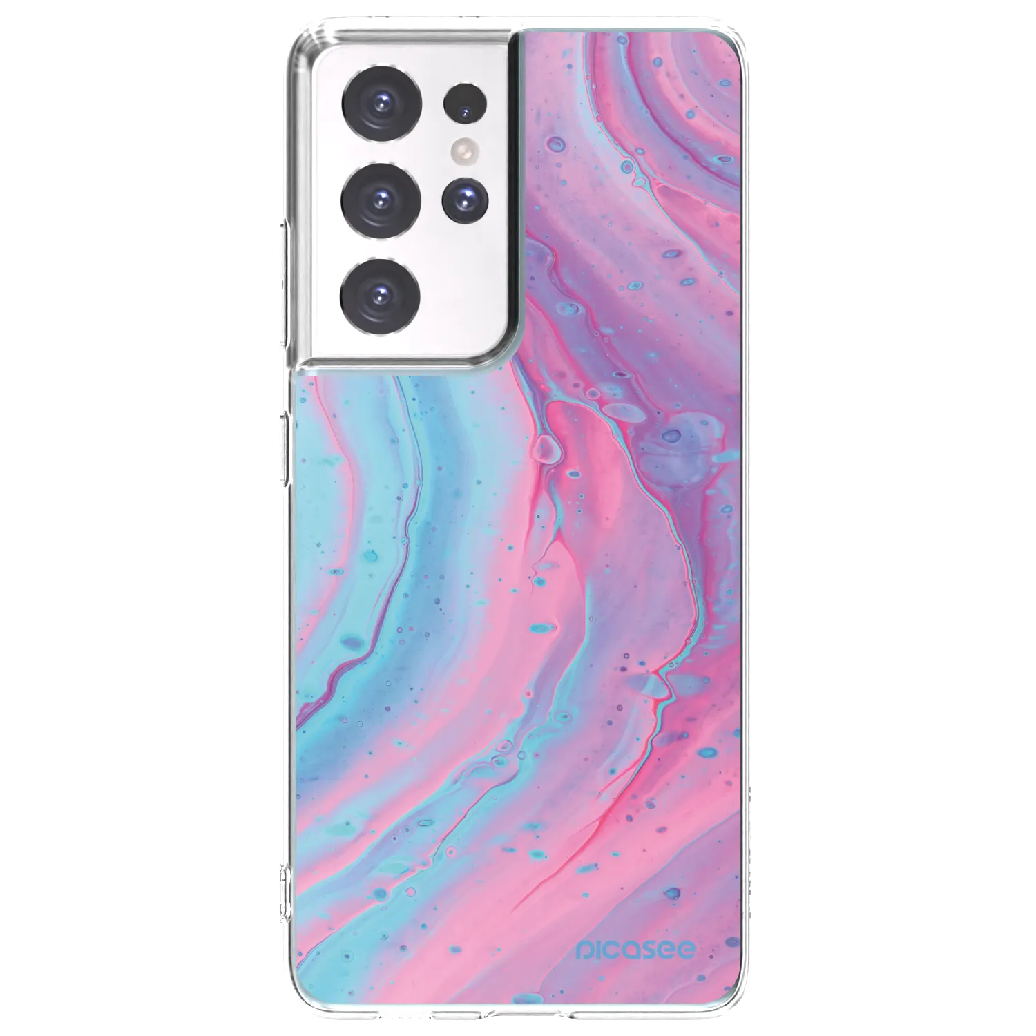 Picasee silikonski prozorni ovitek za Samsung Galaxy S21 Ultra 5G G998B - Pink liquid