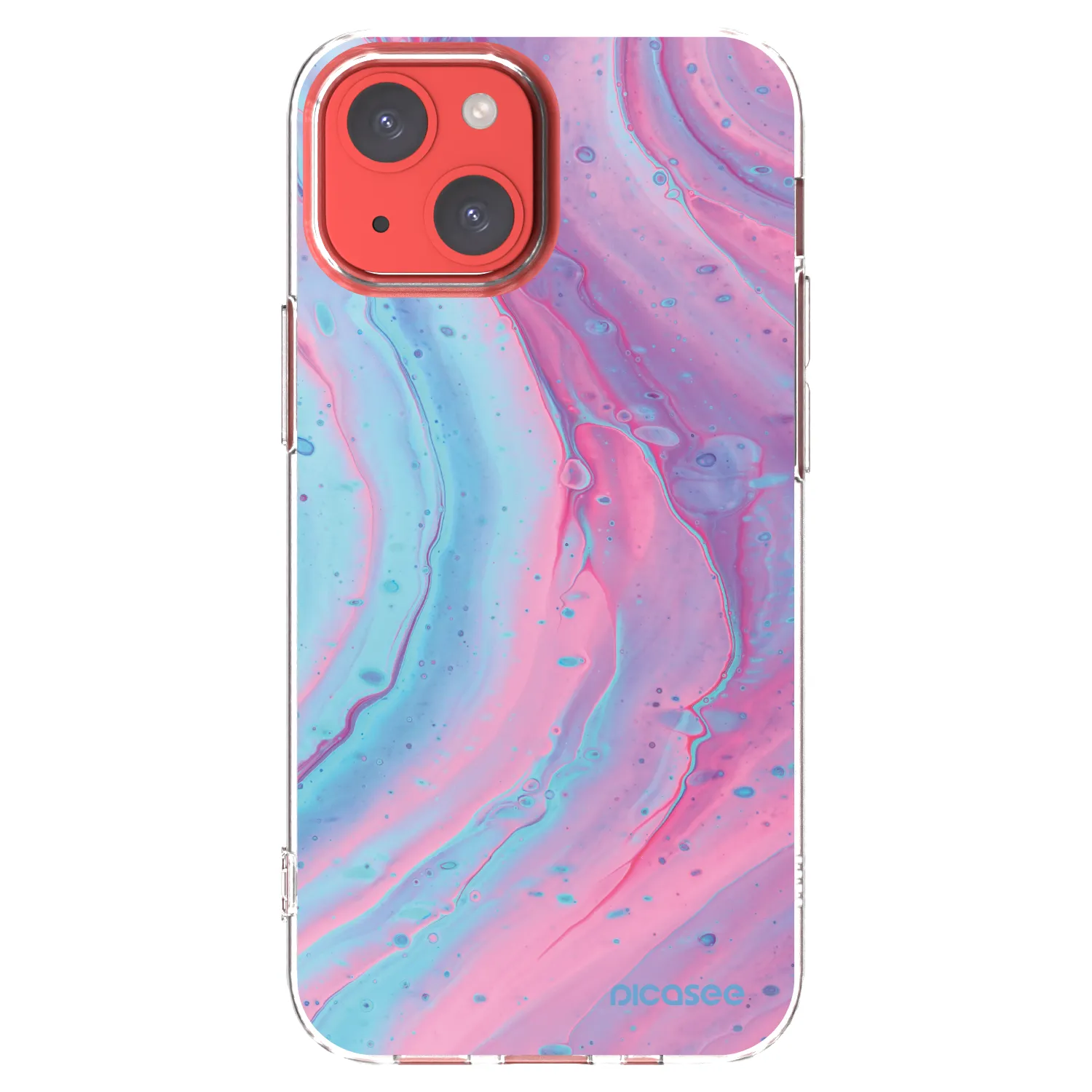 Picasee silikonski prozorni ovitek za Apple iPhone 13 mini - Pink liquid