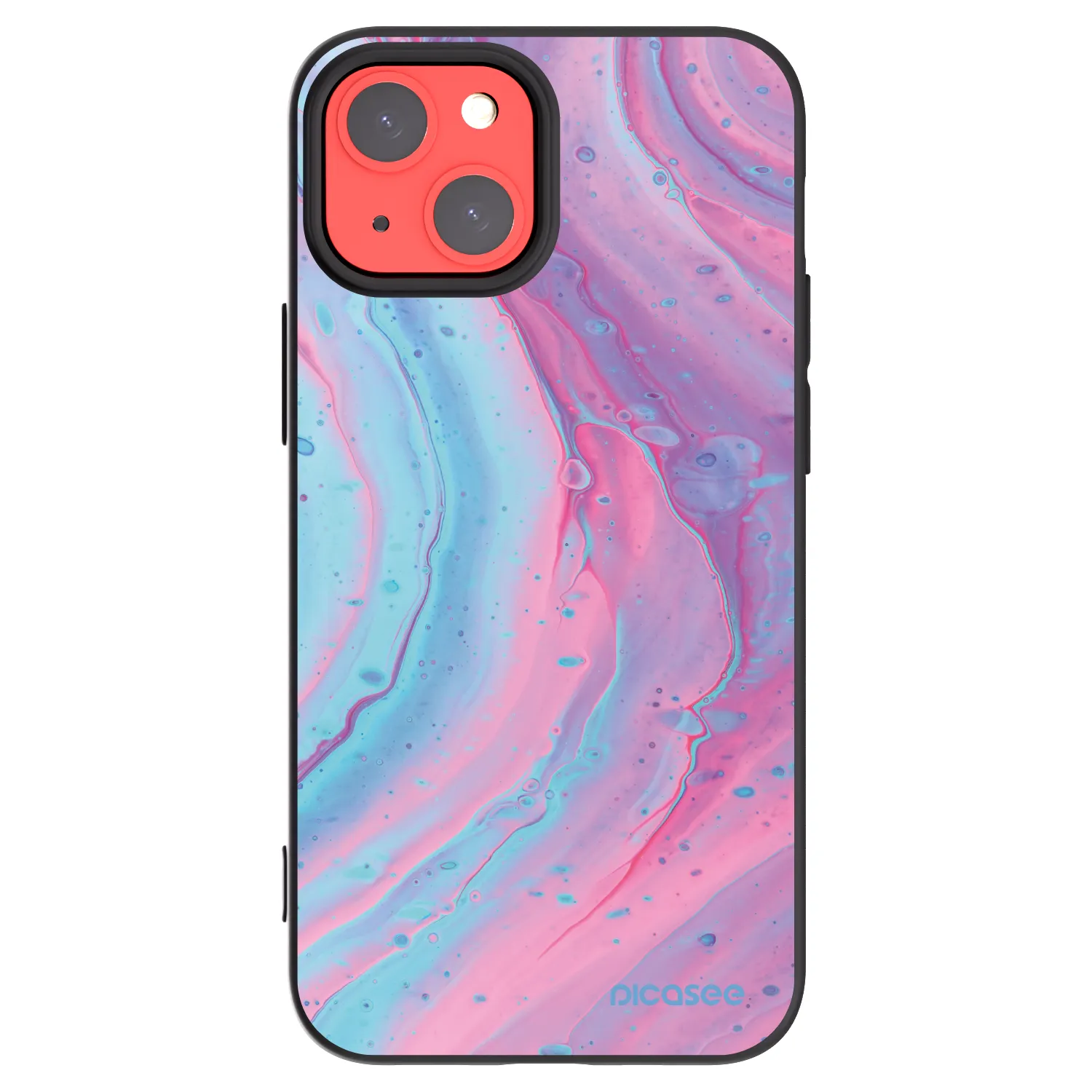 Picasee silikonski črni ovitek za Apple iPhone 13 mini - Pink liquid