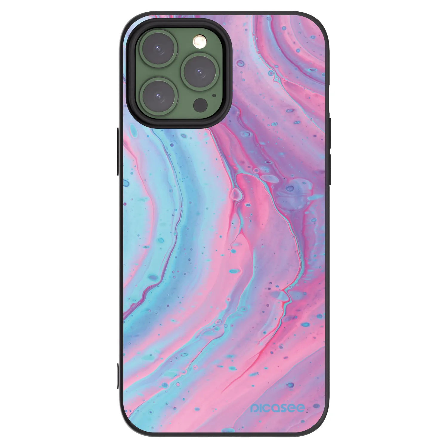 Picasee silikonski črni ovitek za Apple iPhone 13 Pro Max - Pink liquid