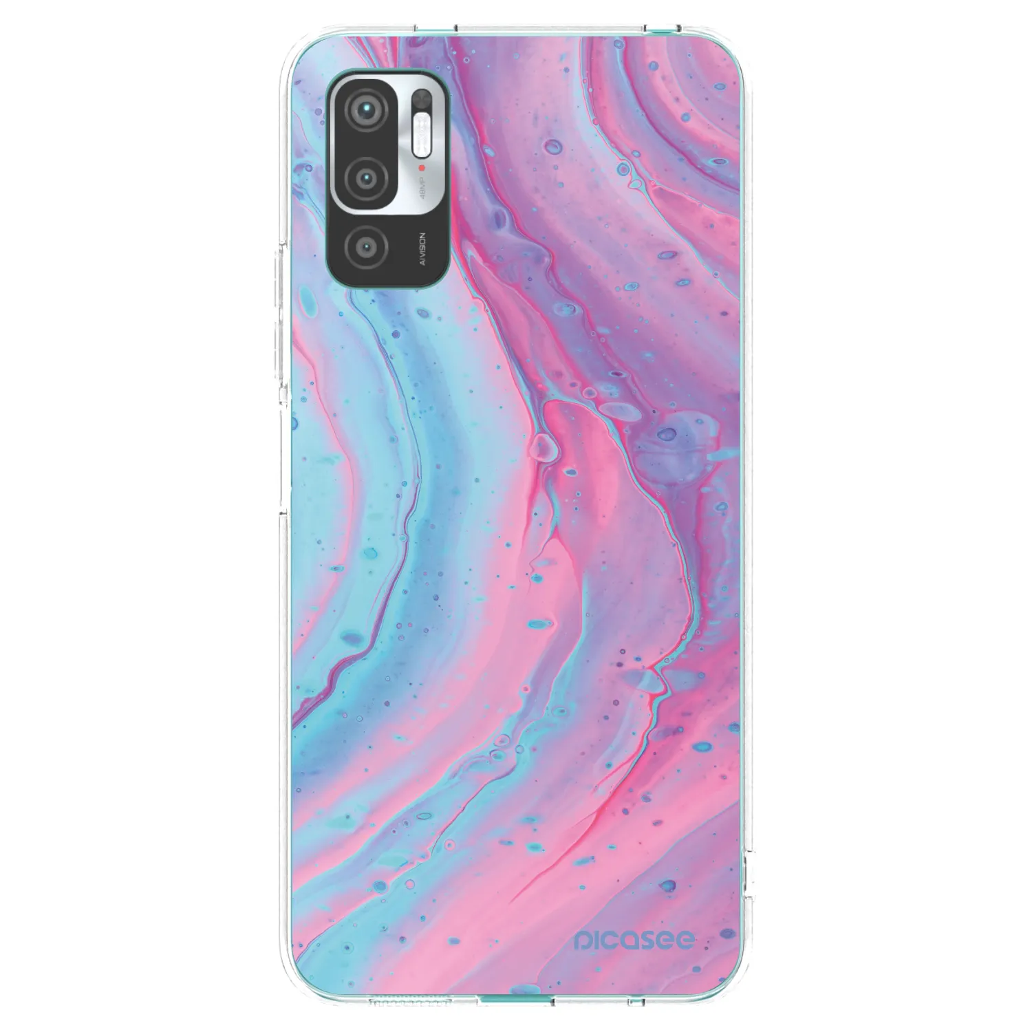 Picasee silikonski prozorni ovitek za Xiaomi Redmi Note 10 5G - Pink liquid