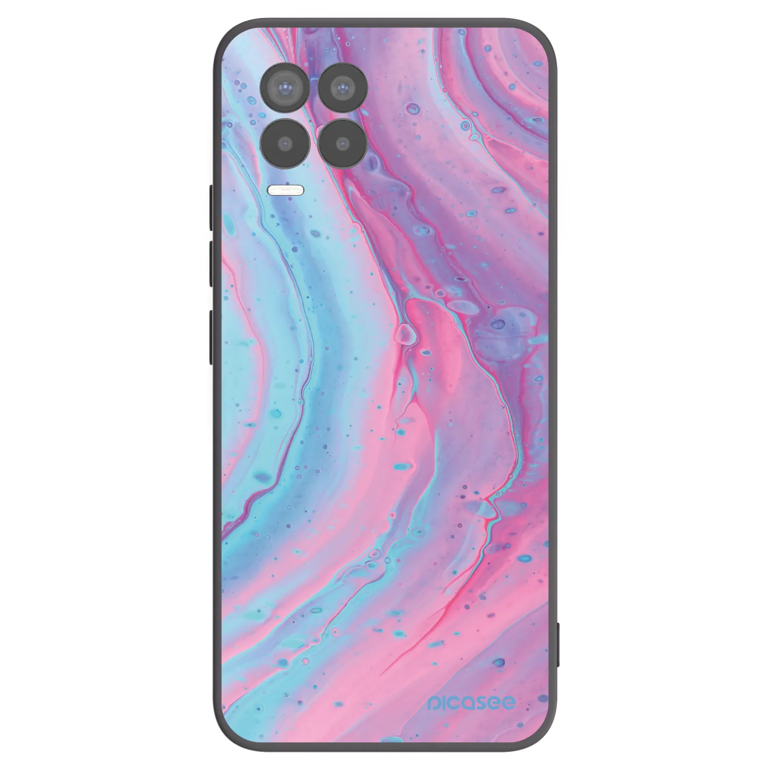 Picasee silikonski črni ovitek za Realme 8 Pro - Pink liquid