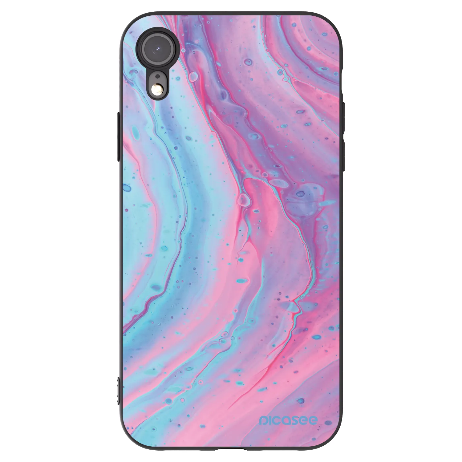 Picasee silikonski črni ovitek za Apple iPhone XR - Pink liquid