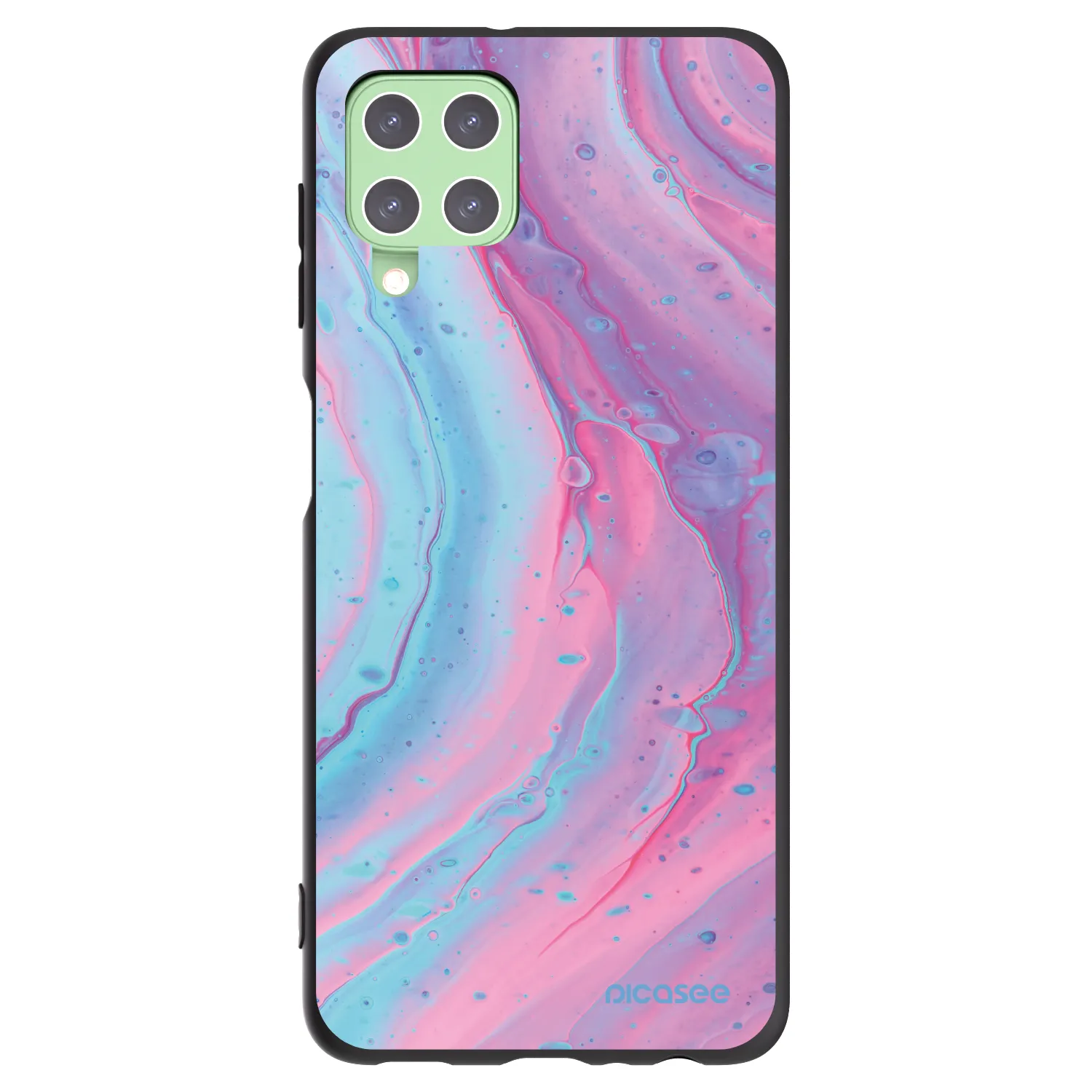 Picasee silikonski črni ovitek za Samsung Galaxy A22 A225F 4G - Pink liquid