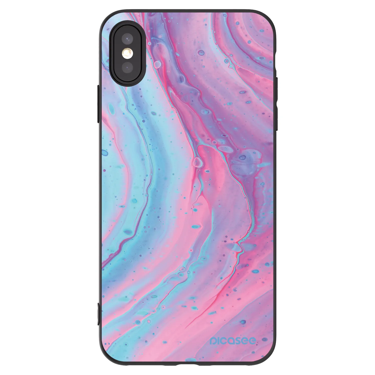 Picasee silikonski črni ovitek za Apple iPhone XS Max - Pink liquid