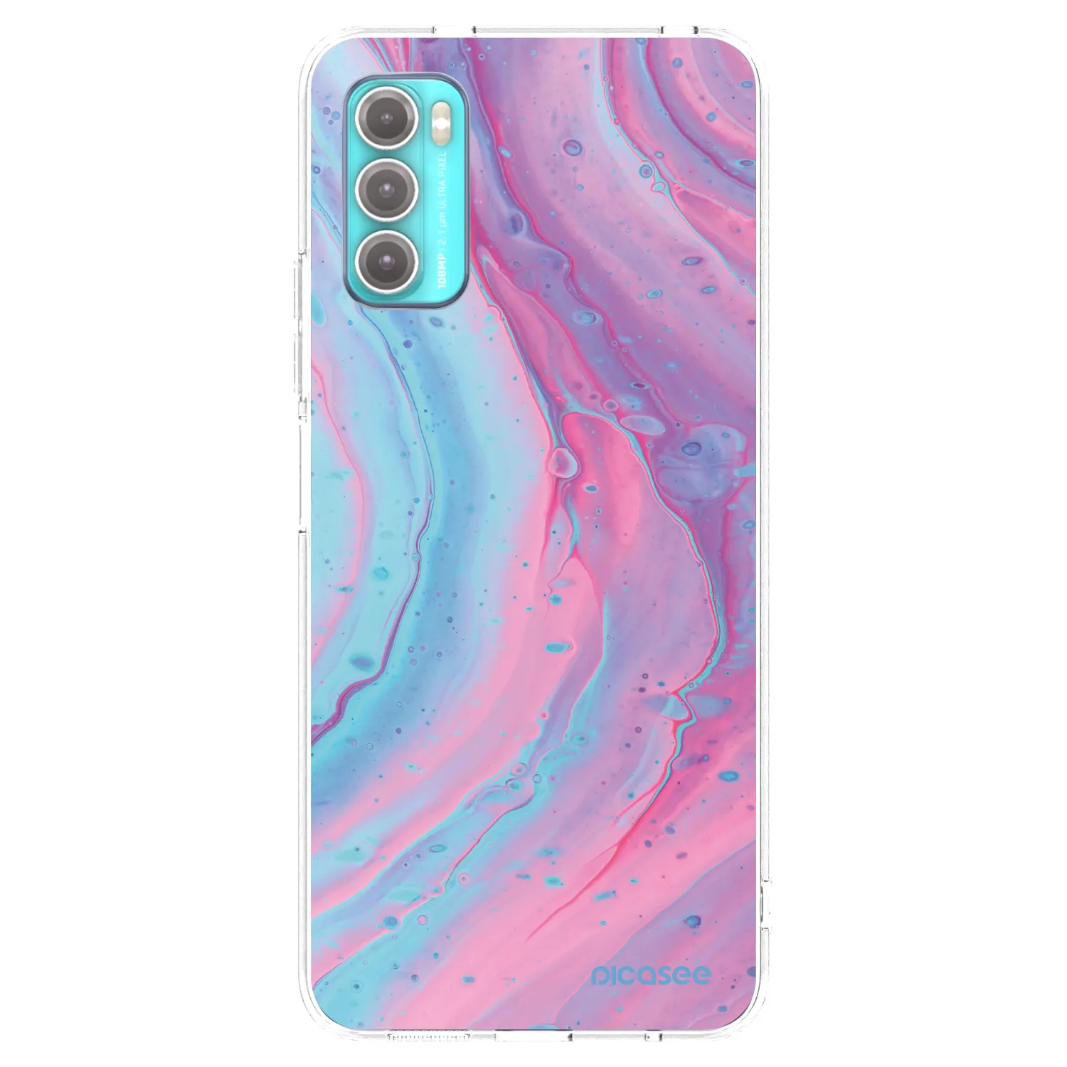 Picasee silikonski prozorni ovitek za Motorola Moto G60 - Pink liquid