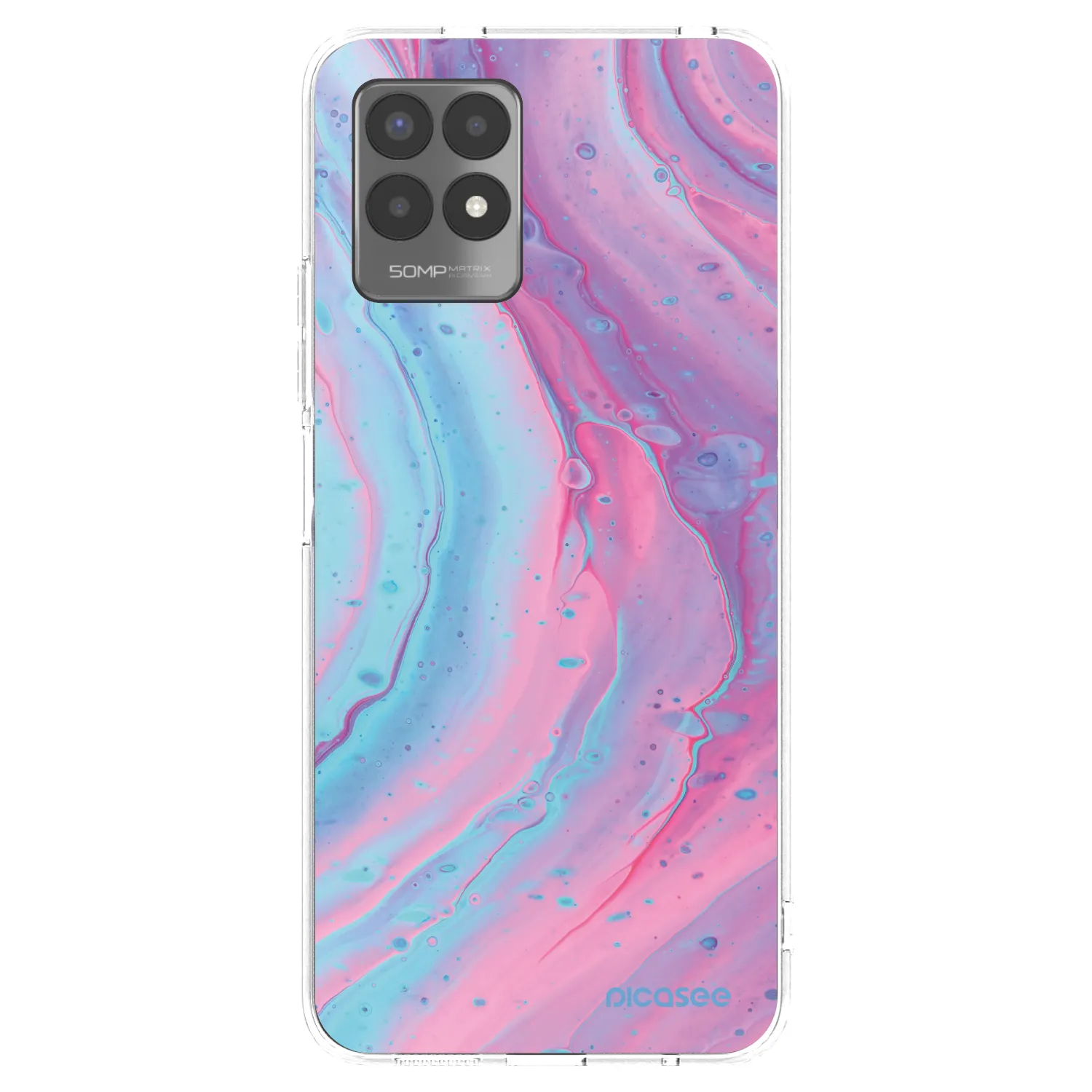 Picasee silikonski prozorni ovitek za Realme 8i - Pink liquid
